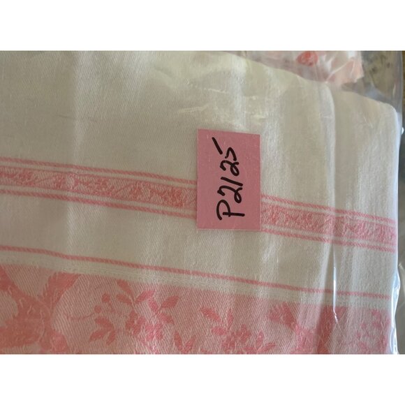 Vintage Pink Floral Bird Tablecloth 52" X 62" Cotton Blend - Picture 12 of 12